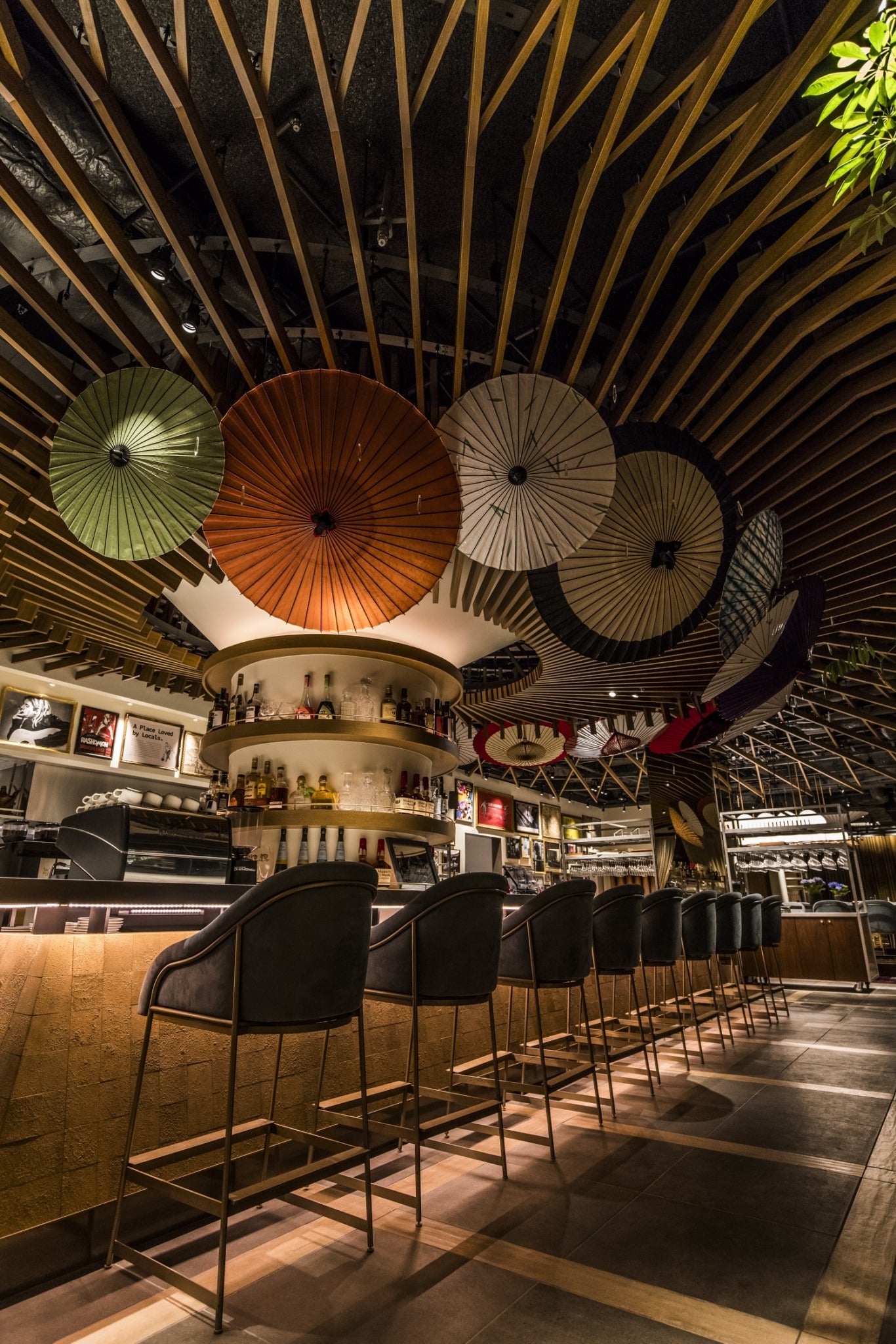 Cross Hotel Kyoto. Tsujikura wagasa as part of the space, not placed within it.